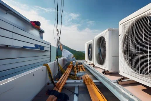 tri klima uređaja na krovu